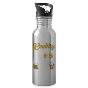 Country-musik Und Bier Darum Bin Ich Hier - Trinkflasche mit integriertem Trinkhalm - Lightsilver - Rechts