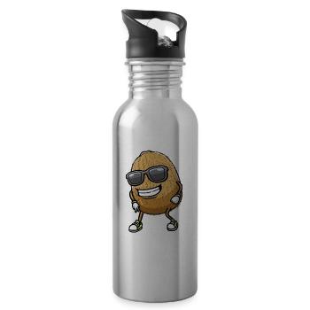 Dancing Kiwi with sunglasses - Water bottle with straw - silver - Right