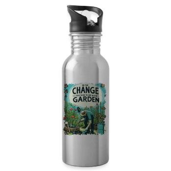Be The Change Gartengestaltung - Trinkflasche mit integriertem Trinkhalm - Lightsilver - Rechts