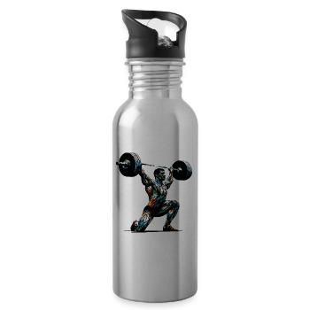 Polygon Art Gewichtheber Gewichte Gewichtheben Fitnessstudio - Trinkflasche mit integriertem Trinkhalm - Lightsilver - Rechts
