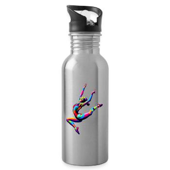 Colorful Pop Art Gymnastic Gymnast Acrobatics - Water bottle with straw - silver - Right