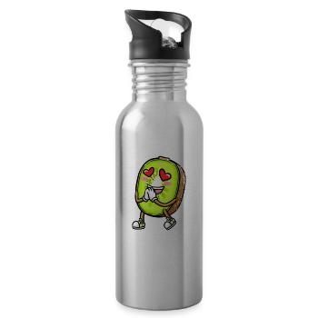 Kiwi Fruit Kawaii Emoticon - Trinkflasche mit integriertem Trinkhalm - Lightsilver - Rechts