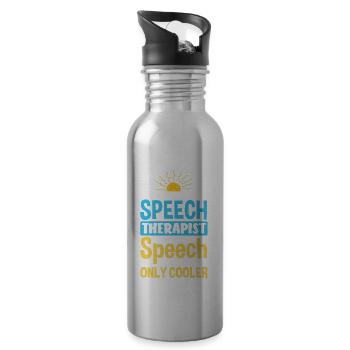Speech therapist, speech therapist, speech therapist - Water bottle with straw - silver - Right