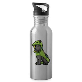 Staffordshire Bull Terrier Dog In - Water bottle with straw - silver - Right