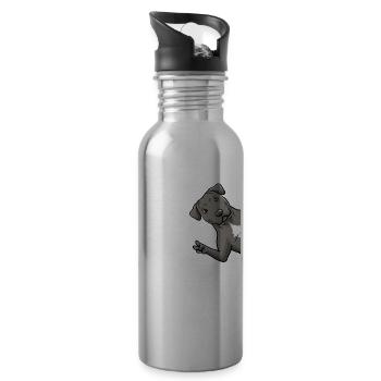 Staffordshire Bull Terrier Dog From Side - Water bottle with straw - silver - Right