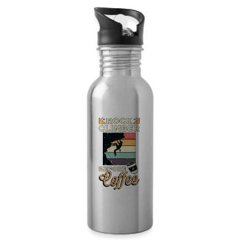 Rock Climber Before Coffee Climbing Coffee Lover - Trinkflasche mit integriertem Trinkhalm - Lightsilver - Rechts
