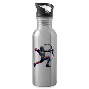 Coloré Pop Art Archer Archer Arc Et Flèche - Gourde avec paille intégrée - argent clair - Droite