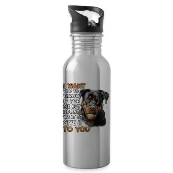 Porte-chien Rottweiler T pour les propriétaires - Gourde avec paille intégrée - argent clair - Droite