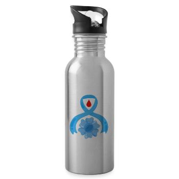 T1D Diabetes Typ 1 Diabetiker Geschenk - Trinkflasche mit integriertem Trinkhalm - Lightsilver - Rechts