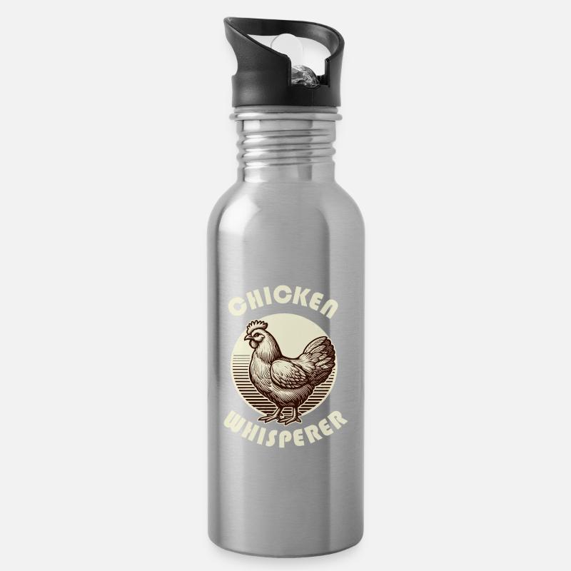 Huhn Hühner Hühner Flüsterer Hühnerstall Bauernhof - Trinkflasche mit integriertem Trinkhalm - Lightsilver