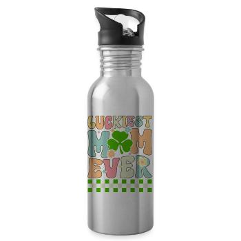 Groovy St. Patrick’s Day Maman irlandaise - Gourde avec paille intégrée - argent clair - Droite