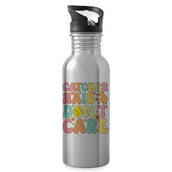 Softball-Fänger Softball-Spieler - Trinkflasche mit integriertem Trinkhalm - Lightsilver - Rechts