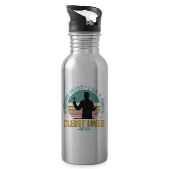 Clergy Lover A Short Story I Am A Proud Preacher - Water bottle with straw - silver - Right