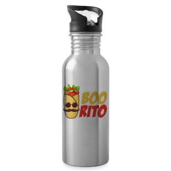 Boorito Burrito Wortspiele Mexikanische Margarita - Trinkflasche mit integriertem Trinkhalm - Lightsilver - Rechts