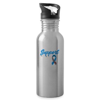 T1D Diabetes Typ 1 Diabetiker Geschenk - Trinkflasche mit integriertem Trinkhalm - Lightsilver - Rechts