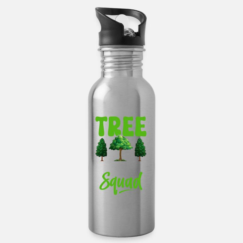 Environmentalists hugging trees - Water bottle with straw - silver