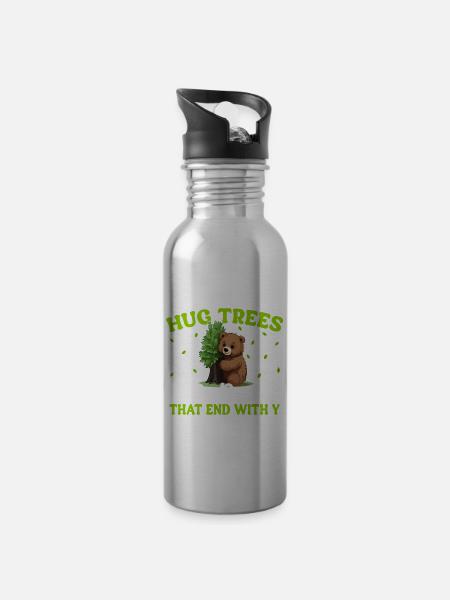 Tree Hugger Umweltschützer Bär - Trinkflasche mit integriertem Trinkhalm -