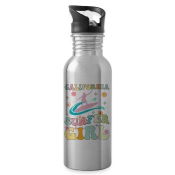 Groovy Surfing Girl Surferin - Trinkflasche mit integriertem Trinkhalm - Lightsilver - Rechts