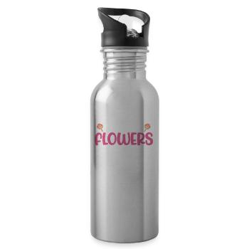Powered By Flowers Funny Florist - Water bottle with straw - silver - Right