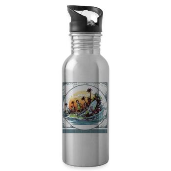 Zombie Surfer T-Shirt, Halloween-Strandparty - Trinkflasche mit integriertem Trinkhalm - Lightsilver - Rechts