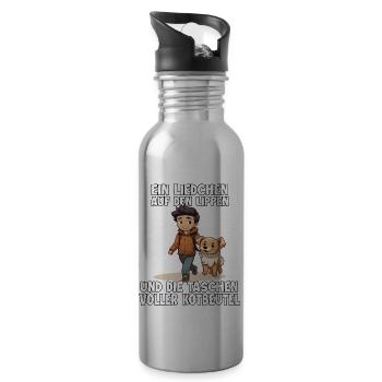 Anime Dog Owner T-shirt Kawaii Stuff - Water bottle with straw - silver - Right