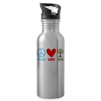 Tree-hugging, environmentalist, nature lover - Water bottle with straw - silver - Right