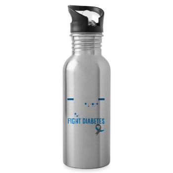 T1D Diabetes Type 1 Diabetic Gift - Water bottle with straw - silver - Right