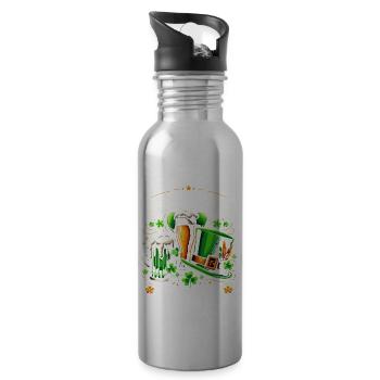 Tais-toi Liver Tu vas bien Fête irlandaise de la Saint-Patrick - Gourde avec paille intégrée - argent clair - Droite