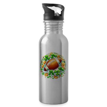 Fußball Kleeblatt St. Patricks Day Fußballer Heiliger - Trinkflasche mit integriertem Trinkhalm - Lightsilver - Rechts