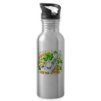 Feldhockey Kleeblatt St. Patricks Day Schabernack - Trinkflasche mit integriertem Trinkhalm - Lightsilver - Rechts