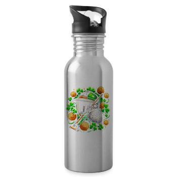 Polo Shamrock St Patricks Day Équestre - Gourde avec paille intégrée - argent clair - Droite