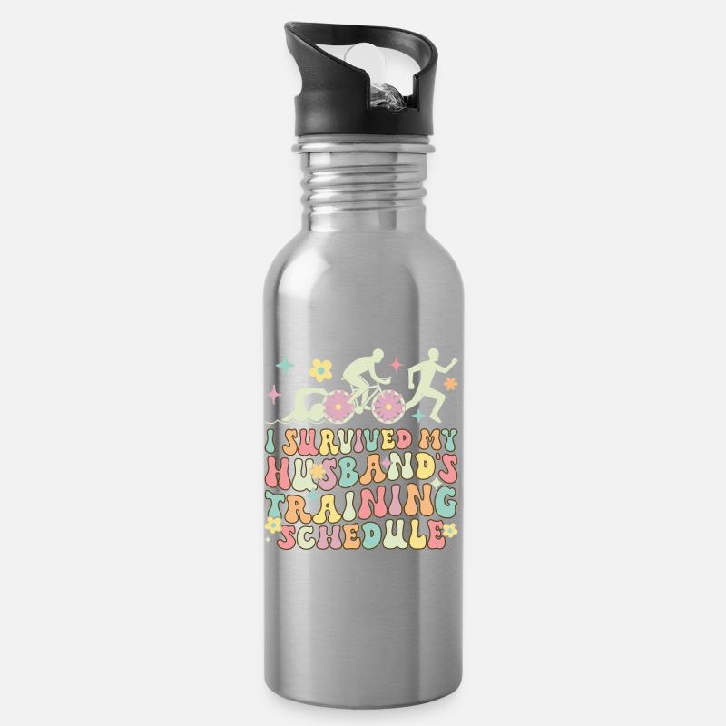 Triathlon-Ehefrau - Trinkflasche mit integriertem Trinkhalm - Lightsilver