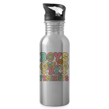 Groovy Feminist Feminism - Water bottle with straw - silver - Right