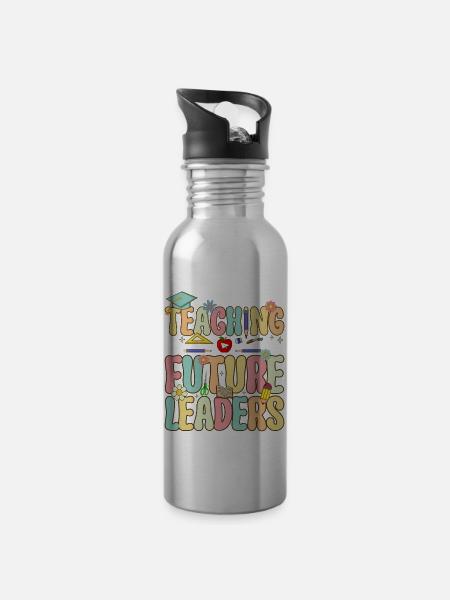 Groovy Teacher Job Schullehrerin - Trinkflasche mit integriertem Trinkhalm - Lightsilver