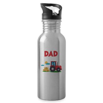 Papa Vom Geburtstagskind Traktor - Trinkflasche mit integriertem Trinkhalm - Lightsilver - Rechts