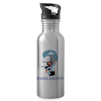 Chef Cook Kitchen Culinary Retro Bake Restaurant - Water bottle with straw - silver - Right