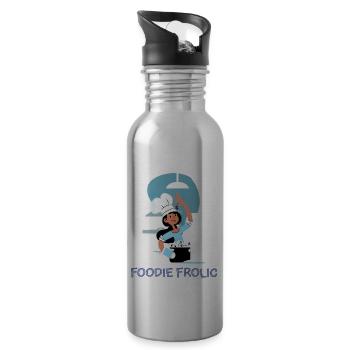 Chef Cook Kitchen Culinary Retro Bake Restaurant - Water bottle with straw - silver - Right