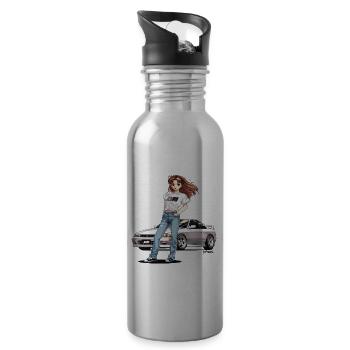 90s Anime Street Racer Girl: JDM Auto Edition - Water bottle with straw - silver - Right