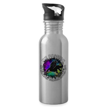 Bearded Dragon Lover My Passion My Bearded Reptile - Trinkflasche mit integriertem Trinkhalm - Lightsilver - Rechts