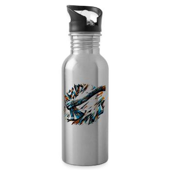 Polygon Art Axe Throwing Hatchet Thrower Axes - Water bottle with straw - silver - Right