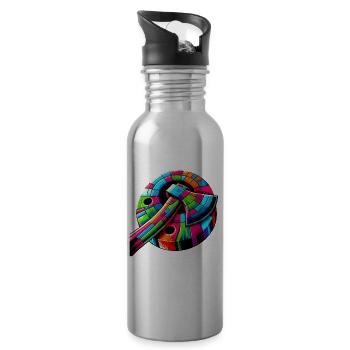 Pop Art Axe Throwing Hatchet Thrower Axes - Water bottle with straw - silver - Right