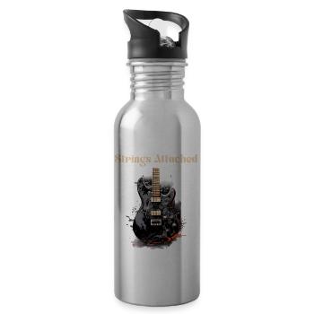 Saiten beigefügt Lustiges Zitat Gitarrenlehrer - Trinkflasche mit integriertem Trinkhalm - Lightsilver - Rechts