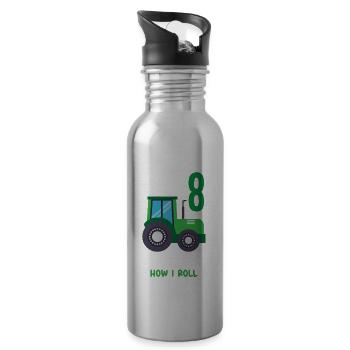 1er anniversaire tracteur 1 an anniversaire chemise - Gourde avec paille intégrée - argent clair - Droite