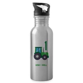 1er anniversaire tracteur 1 an chemise d’anniversaire - Gourde avec paille intégrée - argent clair - Droite