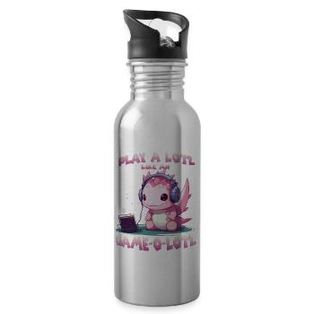 Axolotl Gamer T Kawaii Stuff Anime Axolotl Otaku - Gourde avec paille intégrée - argent clair - Droite