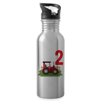 2ème anniversaire tracteur 2 ans chemise d’anniversaire - Gourde avec paille intégrée - argent clair - Droite