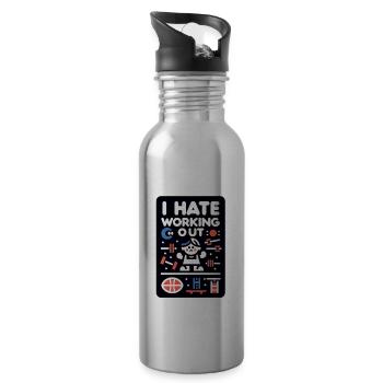 I Hate Working Out 5 - Water bottle with straw - silver - Right