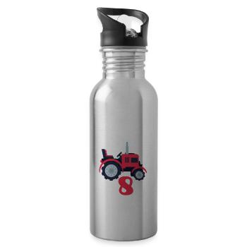 8. Geburtstag Traktor 8 Jahre Geburtstagsshirt - Trinkflasche mit integriertem Trinkhalm - Lightsilver - Rechts