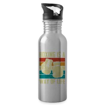 Boxen ist eine Lebenseinstellung - Trinkflasche mit integriertem Trinkhalm - Lightsilver - Rechts