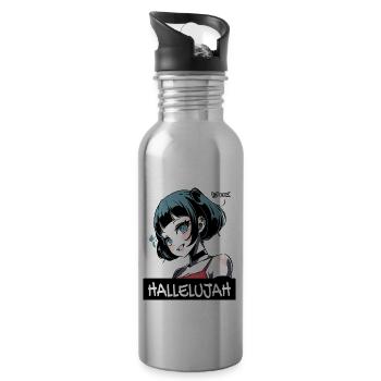 Alléluia pour la fille d’anime gothique - Gourde avec paille intégrée - argent clair - Droite